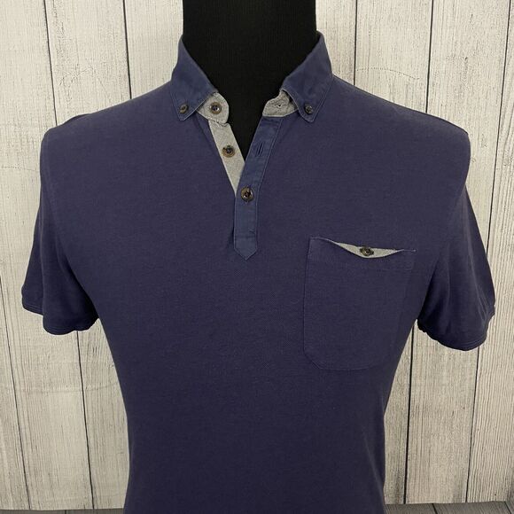 Ted Baker Other - Ted Baker Men's Size 4 / Large Blue Cotton / Viscose Short Sleeve Polo Shirt